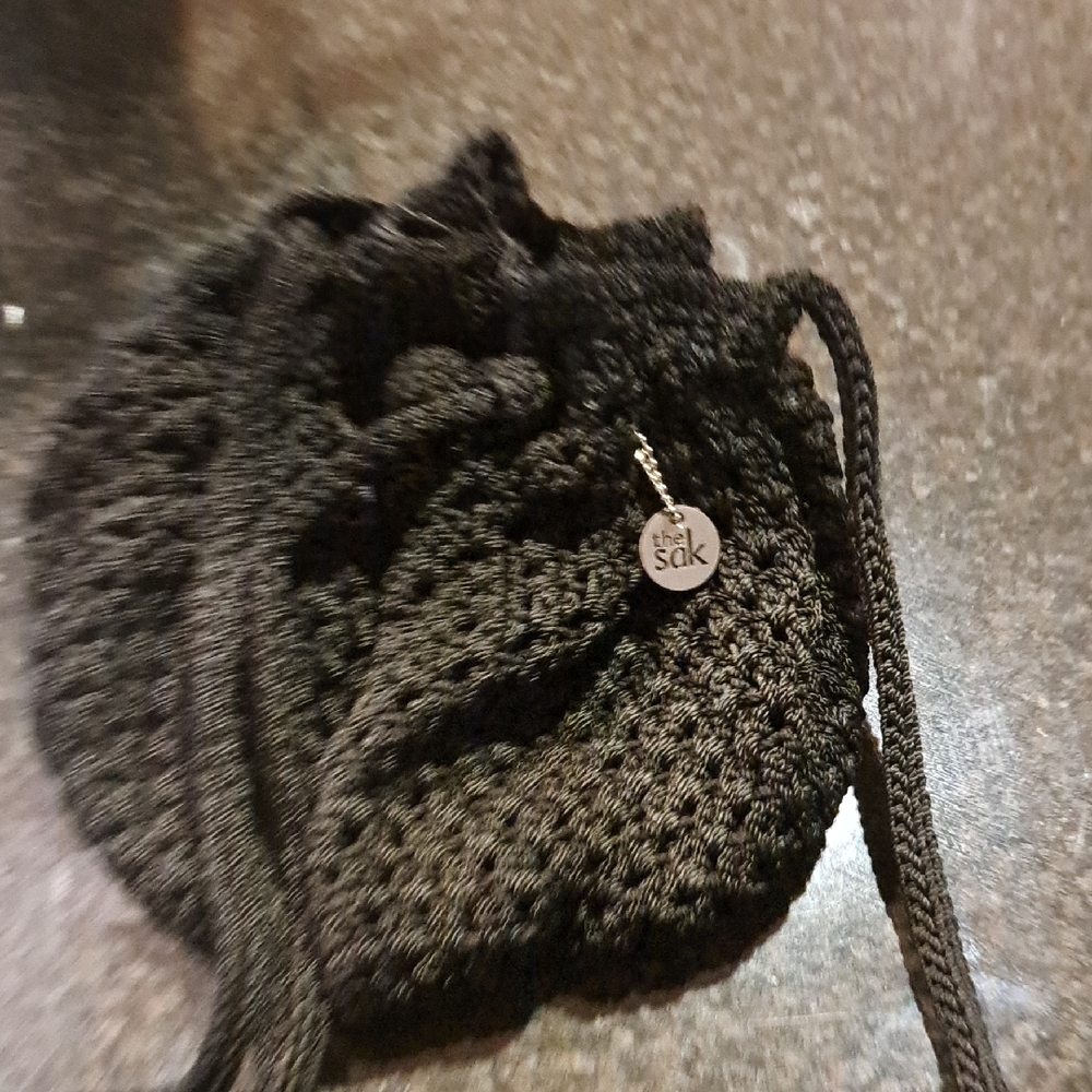 The Sak Black Clutch with Crochet Texture
